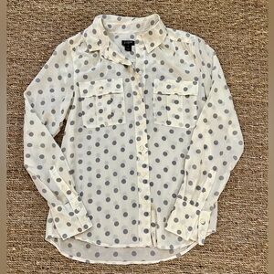 J. CREW - 100% silk sheer polka dot blouse size xs